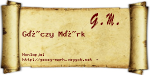 Géczy Márk névjegykártya