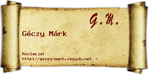Géczy Márk névjegykártya